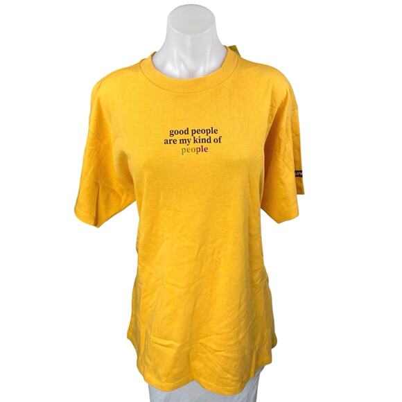 NEW Levi's Women's Yellow Crewneck Short Sleeve Graphic Tee T-shirt Top Size S - Picture 1 of 4